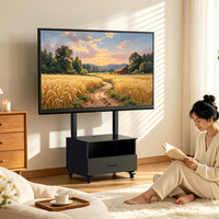 Chariot TV mobile intelligent avec armoire de rangement, support électrique à double colonne 1420-1720 mm pour réunions et conférences de 65 à 100 pouces