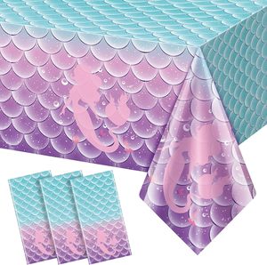3Pcs <span class=keywords><strong>Nappe</strong></span> de Sirène Décorations de Table Jetable en Plastique pour Filles Princesse <span class=keywords><strong>Sous</strong></span> la Mer Baby Shower Party Favors - Product Image 1