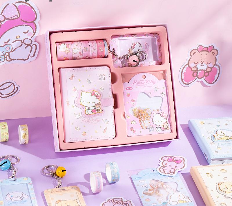Обновление, купить Kawai Hello Kitty, идеальный подарок для детей, набор кожаных блокнотов для девочек, ежедневник, милые канцелярские товары