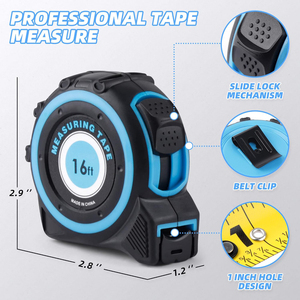 Băng đo 5m 16ft cao su vỏ bảo vệ và sốc thấm trường hợp cho thợ mộc, surveyors, kỹ sư và thợ điện - Product Image 2