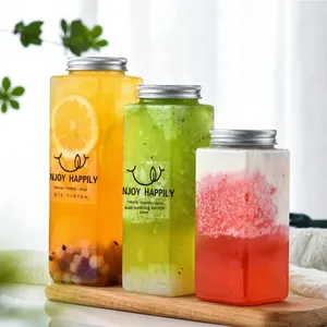 ขวดเครื่องดื่มพลาสติกใสแบบใช้แล้วทิ้งขนาด500มล. สำหรับซื้อกลับบ้านชาชงเย็นกาแฟหรือโซดา - Product Image 4