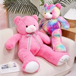 Oso de Peluche Suave con Diseño Tie-Dye Arcoíris <span class=keywords><strong>Rosa</strong></span>, Muñeco de Peluche con Lazo, Oso de Peluche Grande y Esponjoso - Product Image 5