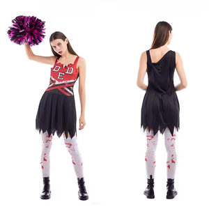 Robe de pom-pom girl d'Halloween pour femmes <span class=keywords><strong>Costume</strong></span> de pom-pom girl <span class=keywords><strong>Zombie</strong></span> sanglante et maléfique - Product Image 1