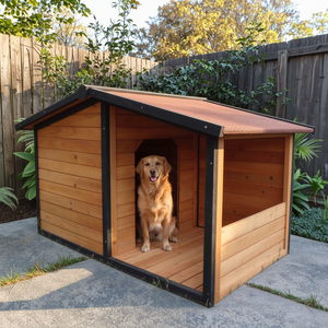 Caseta para Perros Clásica de Madera para Exteriores SDD011, Caseta para Perros de Madera Maciza con Acabado Resistente a la Intemperie y Piso Elevado para Uso en el Jardín - Product Image 3