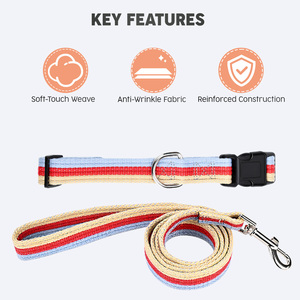 Nouvel ensemble collier <span class=keywords><strong>et</strong></span> laisse pour chien en sangle tissée personnalisée à rayures, réglable en plastique, durable pour la promenade - Product Image 2