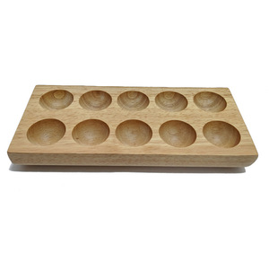 Plateau à œufs en bois de caoutchouc, 12 emplacements, double rangée, rangement de cuisine, préservation de la fraîcheur, design minimaliste - Product Image 5