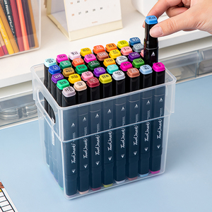 Wholesale Plastic clear Markers and stationery storage box organizer Rectangle Bin with handles