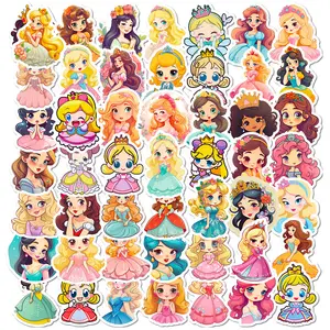 50PCS Cute Pink Pretty Girls Princess Stickers para Girl Laptop Book Wall Vinilo Cartoon Barbies Doll Sticker