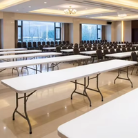 Table pliante en plastique de 244 cm (8 pieds) en HDPE moulé par soufflage, pliable en deux, portable, étanche, pour banquets, mariages, conférences en extérieur