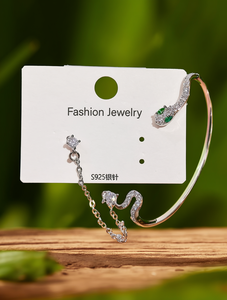 Trendy Snake <b>Cuff</b> <b>Earrings</b> Silver Plated Zircon Women's Fashion Jewelry Gift - Product Image 2