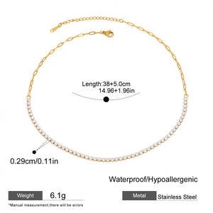 Elegante Collar de Cadena de Acero Inoxidable Coreano, Collar de Tenis de Oro Sólido de 14K con Diamantes de Laboratorio para Mujeres, Hombres y Niñas - Product Image 6