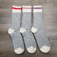Chaussettes de travail pour femmes en gris clair à rayures rouges, vente chaude, sublimation, hiver