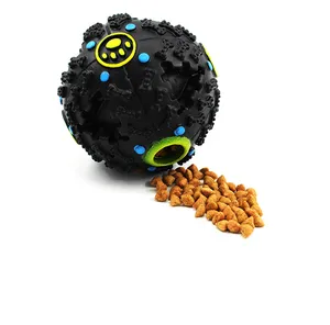 High Quality Black Rubber Chew Ball Food Leakage Ball Dog Teeth Cleaning Ball Toys With Dog Footprint