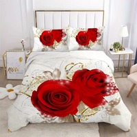 Parure de couette romantique à imprimé numérique 3D de roses, embrassez la passion avec ce set de 3 pièces, plusieurs tailles