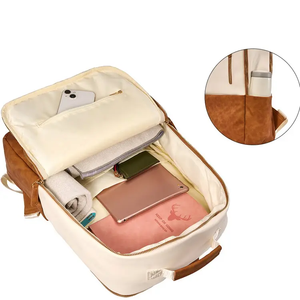 क्लासिक शैली py चमड़े के लैपटॉप बैकपैक-बोर्डिंग बैग वाटरप्रूफ बड़े क्षमता वाले सप्ताहांत बैग (कस्टम लोगो और रंग उपलब्ध) - Product Image 4