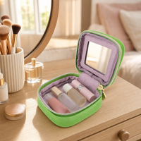 Pochette à maquillage miniature de qualité supérieure avec miroir, petite trousse à cosmétiques pour sac à main, pochette à cosmétiques en velours, jolie trousse à cosmétiques pour femmes et étudiantes