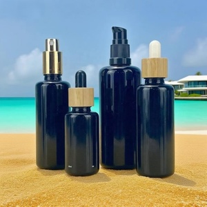 Black UV Protection Violet Essential Oil <b>Dropper</b> <b>Bottle</b> 15ml 20ml 30ml Silk Screen Printed Violet Glass Lotion Pump <b>Bottle</b> - Product Image 4