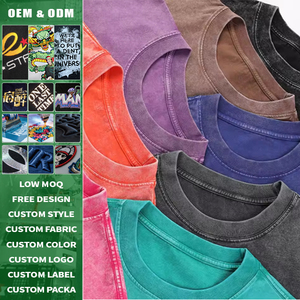 Camisetas Premium Unisex con Lavado Ácido Estilo Vintage 100% Algodón Oversize Streetwear Gráfico Personalizado Transpirable de Alto Gramaje al por Mayor - Product Image 3