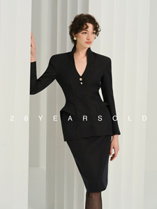 26YEARSOLD Original Design Eleganter Französischer Stil Leichter Luxus Anti-Falten V-Ausschnitt Schmaler Anzug <span class=keywords><strong>Blazer</strong></span> Jacke Rock <span class=keywords><strong>Set</strong></span> Damen 35028 - Product Image 4