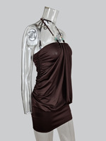 GX26476 Modische Sommer-Damenkleidung Boutique Sexy Streetwear Ärmelloses Neckholder-Nachtclubkleid Einzigartiges Super-Mini-Kleid