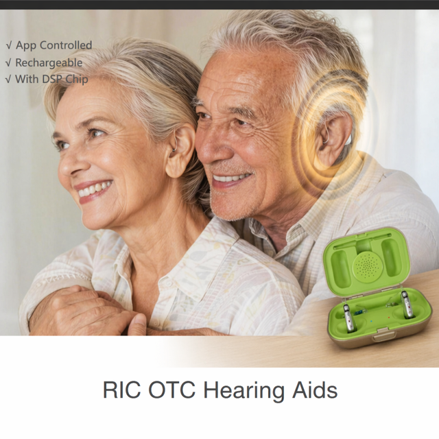OEM/ODM RIC OTC Adjustable Hearing Aid 12 Channels Noise Reduction Super Clear Sound Rechargeable Battery 40 Hours for APP
