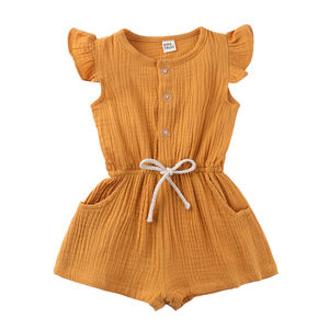 Mamelucos de cuento para niños Ropa para recién nacidos <span class=keywords><strong>Pijamas</strong></span> de color liso Gasa de algodón Ropa de verano para bebés - Product Image 1