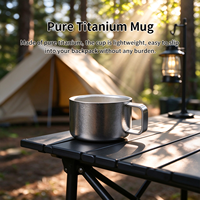 Tasse à eau en titane pur sablé à double paroi pour l'extérieur, tasse à bière portable d'été, mug de camping, tasse à café en titane