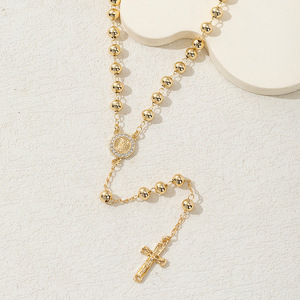 Joyería Religiosa, Collar con Colgante <span class=keywords><strong>de</strong></span> Zirconia <span class=keywords><strong>de</strong></span> la Virgen <span class=keywords><strong>de</strong></span> San <span class=keywords><strong>Juan</strong></span> <span class=keywords><strong>de</strong></span> los Lagos, Collar con Cruz <span class=keywords><strong>de</strong></span> Rosario Chapado en Oro <span class=keywords><strong>de</strong></span> 14k - Product Image 2