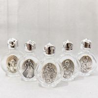 Bouteille en verre bon marché plaqué or argent métal chrétien catholique jésus vierge marie michel benoît bouteilles en verre d'eau bénite