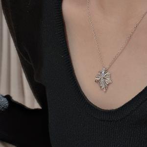 สร้อยคอเงินแท้ S925 พร้อมจี้เพชรทรงกลม สไตล์วินเทจ หรูหราเบาๆ ดีไซน์เฉพาะ สร้อยคอแบบคล้องคอ - Product Image 2