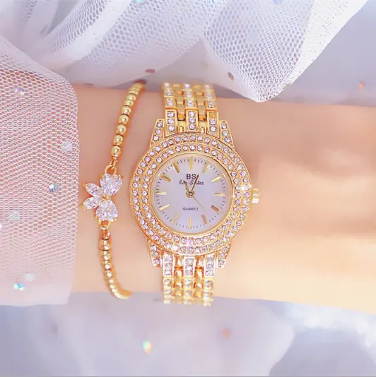 Diamant Vrouwen Luxe Merk Horloge Bs Bee Zus FA1578 Gouden Klok Horloges Voor Vrouwen 2021 Strass Elegante Dames Horloges