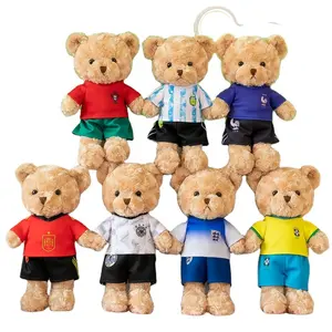 Wearing soccer jersey teddy bear plush toys dolls fan souvenir teddy bear doll