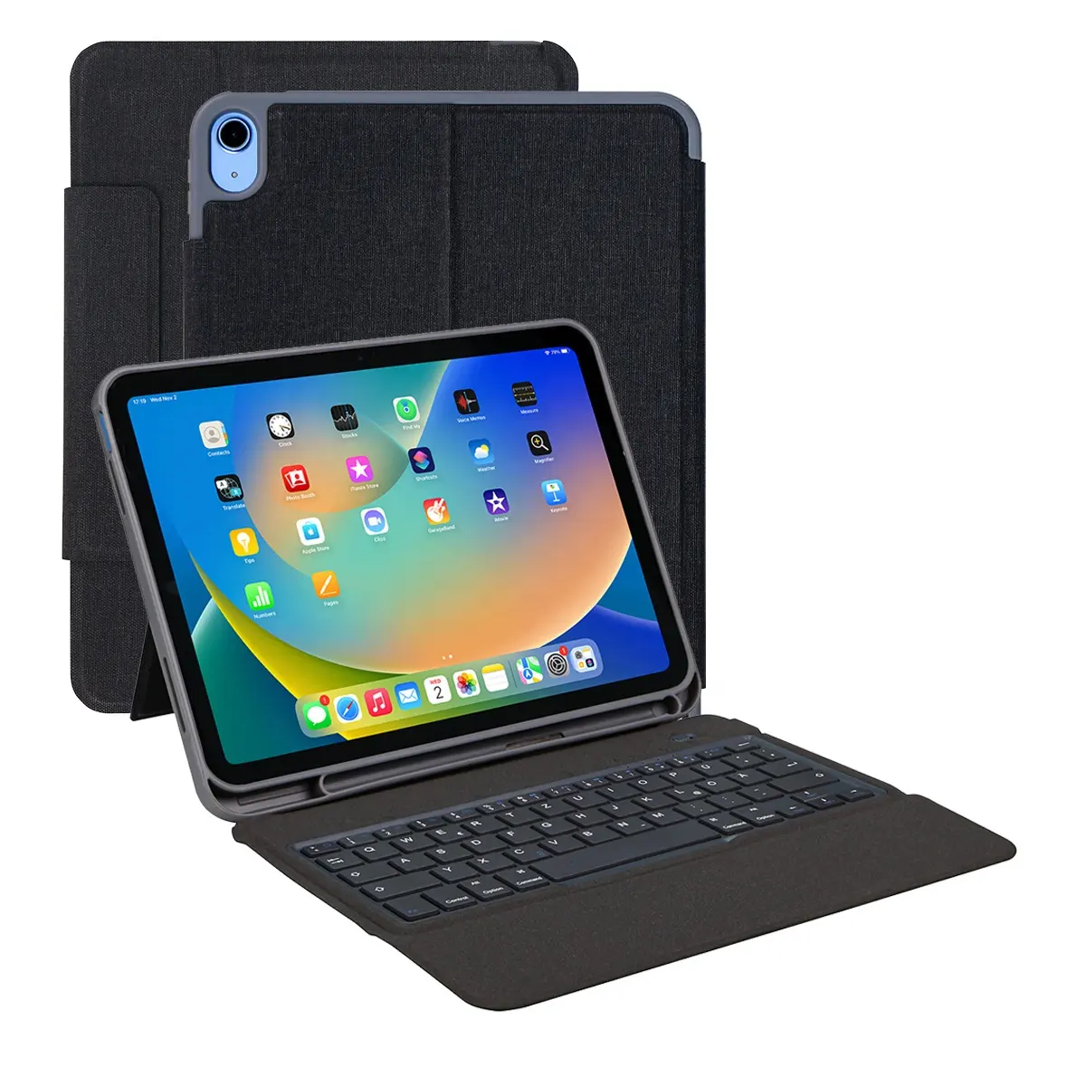 Harga grosir Keyboard Bluetooth Folio dengan Kickstand engsel untuk 10.9 "iPad 10 casing Keyboard pintar Set Keyboard iPad untuk iPad
