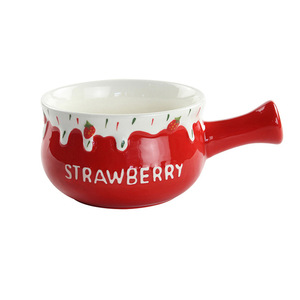 Free shipping ceramic <b>mini</b> pot with handle, heat resistant, <b>microwaveable</b>, suitable for breakfast, cute style, small soup bowl, - Product Image 2