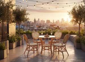 Ensemble de salle à manger en rotin Jamaica Bistro, table et chaises modernes et élégantes pour hôtels et salles à manger à domicile, confortables et élégantes - Product Image 4