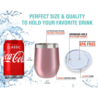 Vente en gros Tasse de voyage 12 oz Tasse isolée à paillettes colorées Gobelet à vin en acier inoxydable à double paroi avec couvercle en plastique