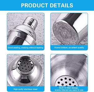 Juego de Coctelería Profesional, Accesorios Completos para <span class=keywords><strong>Bar</strong></span>, Colador de Acero Inoxidable, Pinzas, Jigger, Kit de Barman Plateado, Mixología - Product Image 2