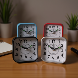 <b>Desk</b> <b>Clock</b> Quartz Alarm <b>Clock</b> Square Shape Silent Movement Wall Or Table Use - Product Image 3