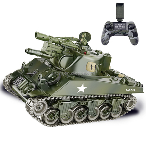 1/18รถถัง <span class=keywords><strong>sherman</strong></span> Metal แทร็ค2.4G & APP WiFi RC แทงค์สูบบุหรี่ต่อสู้ - Product Image 3