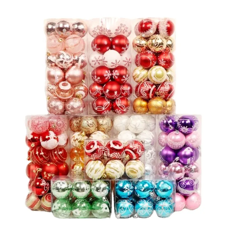 24pcs 다채로운 크리스마스 트리 매달려 장식 플라스틱 공 크리스마스 장식 공 장식품