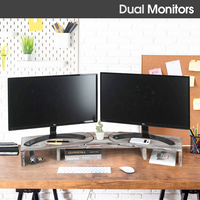 Double support de moniteur en bois rustique, 2 pièces, avec inclinaison réglable, support organisateur pour écran d'ordinateur de bureau