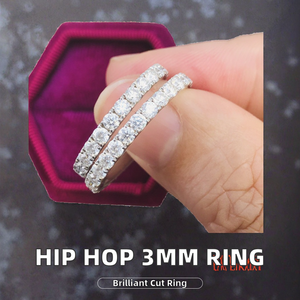 <span class=keywords><strong>Prix</strong></span> de gros Bijoux fins Bague en argent sterling 925 massif de 3,0 mm pour femmes Hip Hop avec moissanite colorée sertie à griffes certifiée GRA - Product Image 2