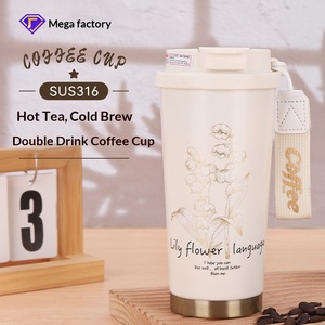 Tasse à café et à eau pour femme en acier inoxydable 316 Lily Valley, design simple, personnalisation de cadeau - Product Image 1