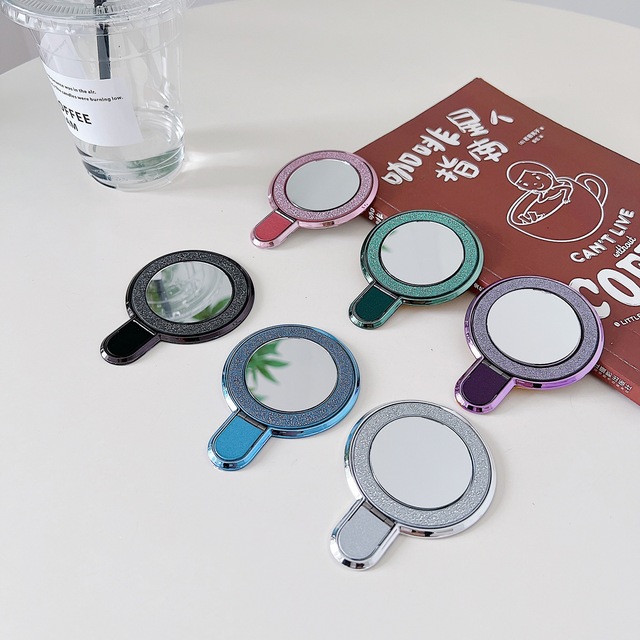 Magnetic Foldable Phone Holder with Mirror Wireless Charging Metal Cell Phone Stand Fashion Ring Holder
