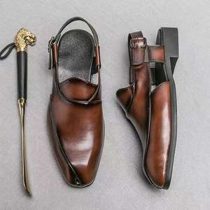 Zapatos de cuero informales de negocios para hombres de verano transpirables para hombres, zapatos de cuero de moda con punta cuadrada formal de estilo británico - Product Image 2