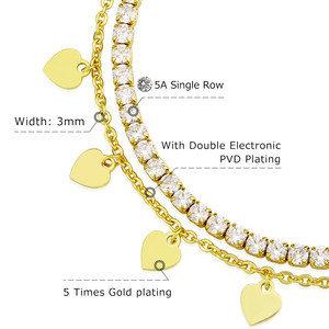 KRKC 2021 Da Tennis Braccialetto di Caviglia delle Donne Del Calzino Del Piede Dei Monili Fornitore Oro Placcato In Acciaio Inossidabile Diamante Caviglia Bracciali per Le Donne - Product Image 2