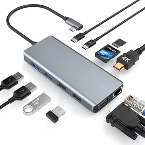 12-in-1 USB-C-Adapter SD/TF-Kartenleser USB3.0 Typ C Hub Mehrfachport Laptop Dockingstation USB C Hub