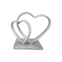 Sculptures en fonte en forme de double cœur entrelacé, ornement métallique en forme de cœur creux avec base gravée, articles de décoration pour la maison et le bureau