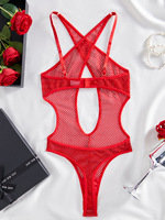 2026 Body Résille Sexy pour Femme, Lingerie Exotique Transparente à Col Halter et Entrejambe Ouvert, Teddy, Ropa Íntima Feminina, Costume