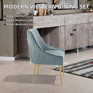 Western Style Fabric <b>Dining</b> Table Set Removable Cover Customizable Armrest Modern Contemporary Design Home Office Furniture 6 - Product Image 2